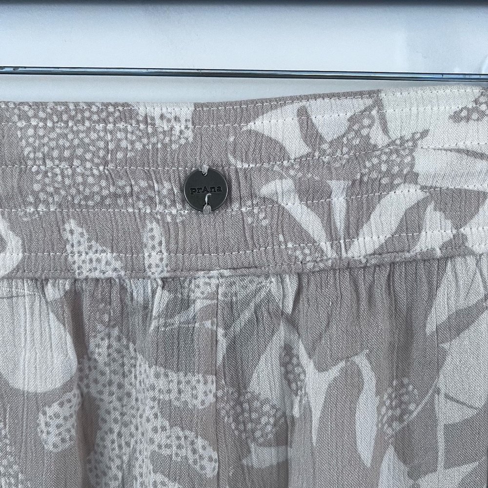 Prana Tropical Print Drawstring Waist Stretchy Flowy Wide-Leg Pull On Pant |XL| - Picture 7 of 10